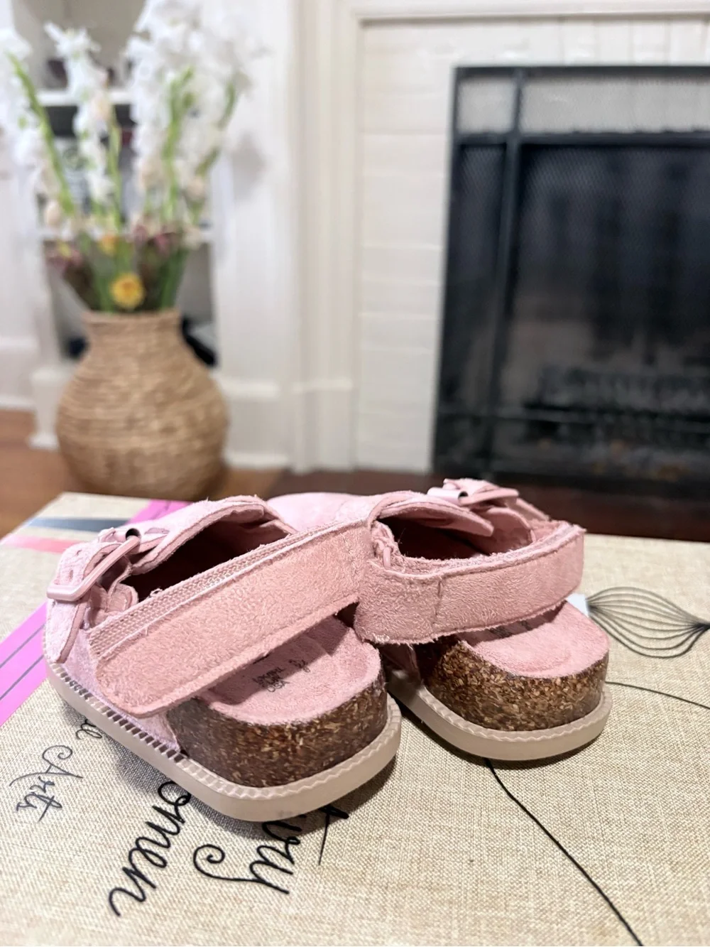 Primark Pink Suede Buckle Kids Clogs